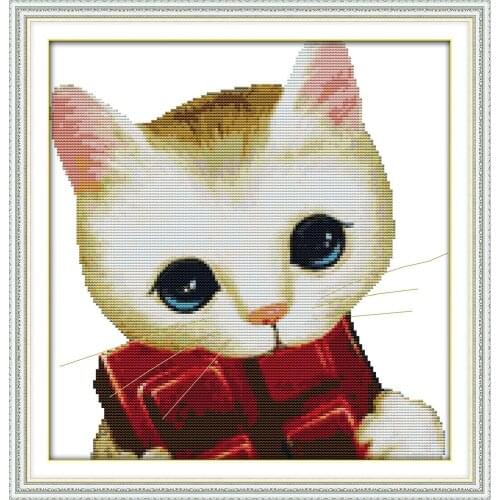 Lovely cat (2) cross stitch set cartoon animal pattern canvas DMC color 18ct 14ct 11ct embroidery kit DIY handmade needlework