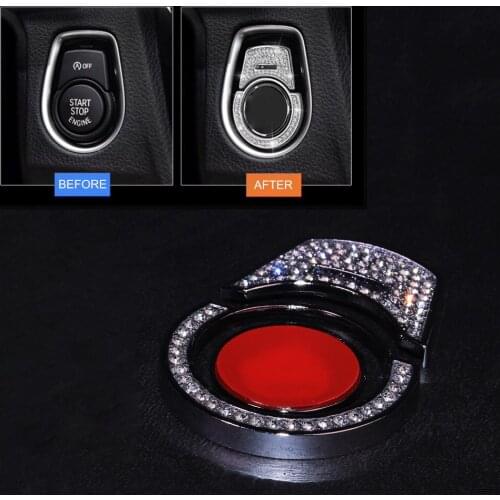 Crystal Rhinestones ENGINE START STOP Switch Button Trim Covers Sticker Fit For BMW X1 X3 X4 X5 X6 320li 3/5 Series Car Styling
