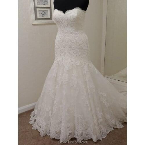 Real Made Wedding Dress Bridal Gowns Sweetheart Lace Appliques Vestido De Noiva Custom Made Robe De Mariage