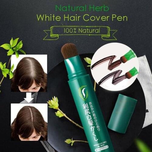 Natural Herb White Hair Cover Pen Long-Lasting Black Brown Temporary Hair Dye Cream Mild Fast One-off Hair Color Pen
