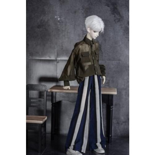 BJD doll clothes black blue white stripe washed hemp broad-leg pants 1/4 1/3 MSD SSDF Uncle doll accessories