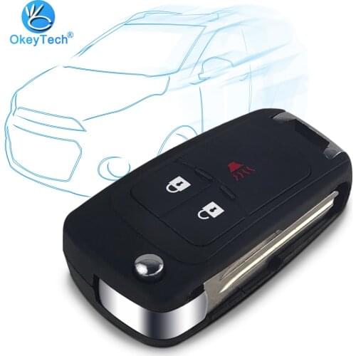 OkeyTech for Chevrolet Cruze Spark Chave 3 Button Flip Folding Key Shell Remote Car Key Cover Case & Keyring Uncut Blank Blade