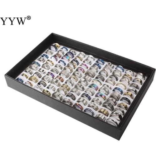 Wholesale 100PCs Mixed Styles Mens Womens Finger Ring Stainless Steel Jewelry Rings Silver Color US Size:5.5-10 Anillo De Dedo