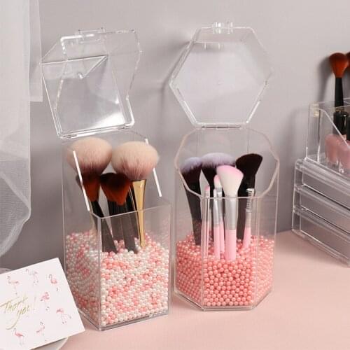 Makeup Organizer Home Eyebrow Pencil Lisptick Transparent Acrylic Countertop Desktop Box Case Brush Clear Pearl Cosmetic Storage