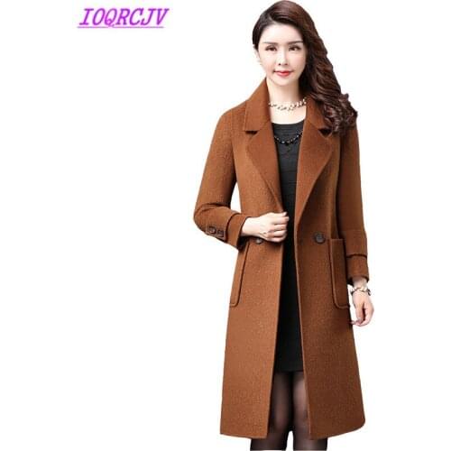 Autumn Winter Women Woolen Jackets Plus size Fashion Solid color Slim Woolen cloth Coats Medium length Woolen Coats IOQRCJV Q008