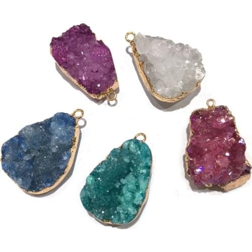 Natural Stone Crystal Pendant Cluster Necklace Pendants for Jewelry Making DIY Necklace Accessories size 28x45mm