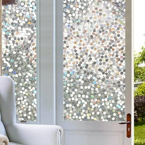 PVC Glue Free Window Film Circle Privacy Stained Glass Sticker Static Cling Frosted Round Pattern Removable Frosted Vinyl Window