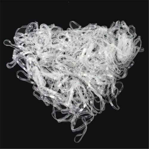200PCs Clear Rubber Hairband Rope Ponytail Holder Elastic Women Hair Band Ties