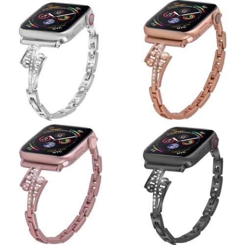 Luxury Crystal Band for Apple Watch 40 44MM Stainless Steel Bracelet for iWatch 6 5 4 3 2 1 SE 38 42MM Watch Band Accessories