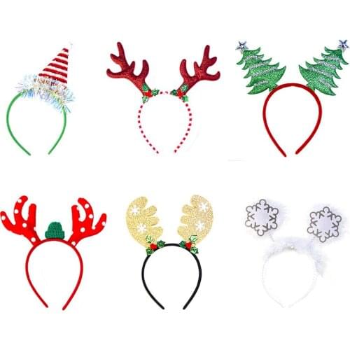Christmas Headbands Santa Tree Elk Antlers Headband Kids Adult Headwear Reindeer Ornaments Christmas Decorations Party Cosplay
