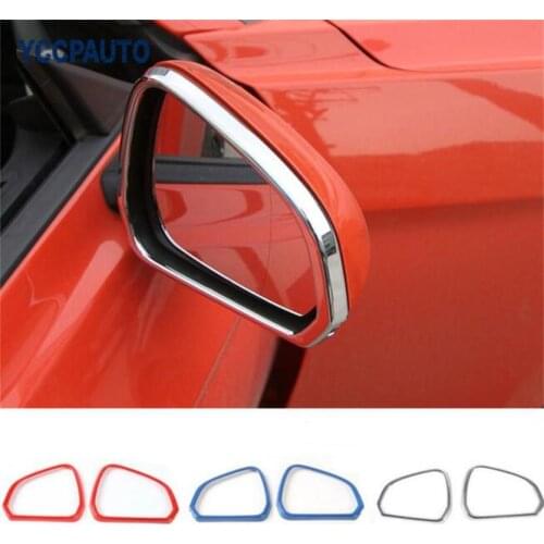 SHINEKA Sliver Bright Color Rearview Mirror Frame Circle Decoration Cover for Ford Mustang 2015