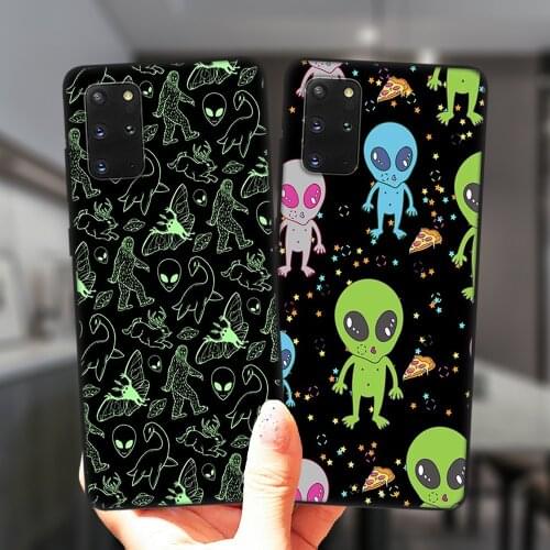 Cute Alien Space UFO Luxury Case For Samsung S20 FE Ultra S8 S9 S10 Plus S7 Edge S10E S20Plus Lite Black Soft Silicone Cover