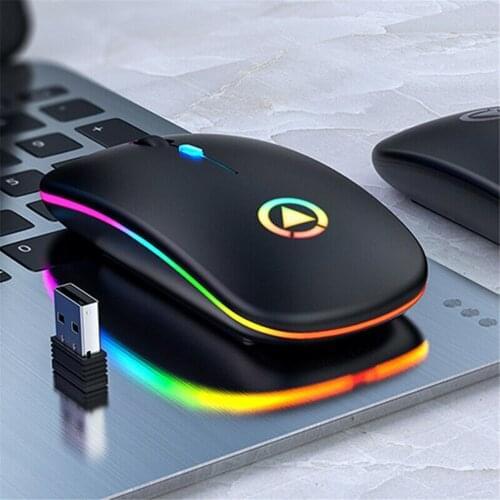 USB Optical Ergonomic Gaming Mouse PC Computer Mouse For Laptop PC Slim Rechargeable Wireless Mouse Silent LED Backlit Mouse