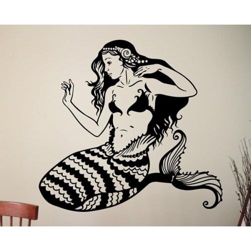 Sea animal vinyl wall applique mermaid wall sticker girl children room bedroom living room bathroom decoration wallpaper YS11