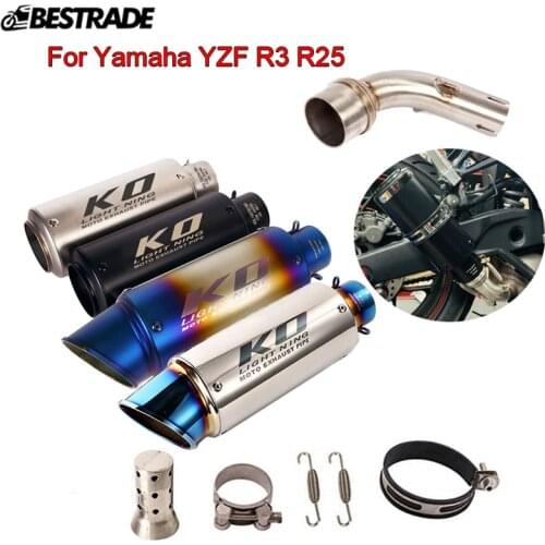 Motorcycle Exhaust System Middle Link Tips Connector Section Muffler Escape Pipe Silencer Tube Stainless for Yamaha YZF R3 R25