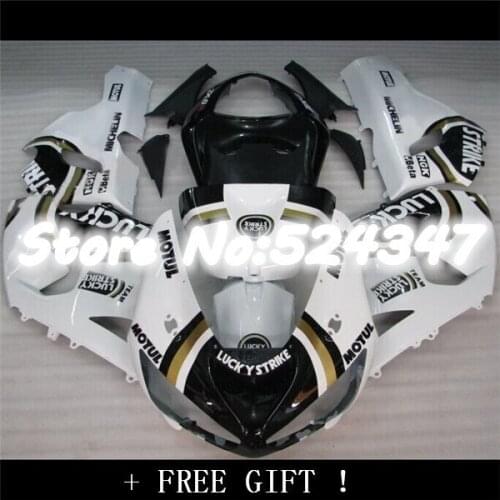 TOP quality ABS Fairings Kit For Kawasaki Ninja ZX6R 636 2005 2006 05 06 Cool black white golden lucky-Hey for Ninja