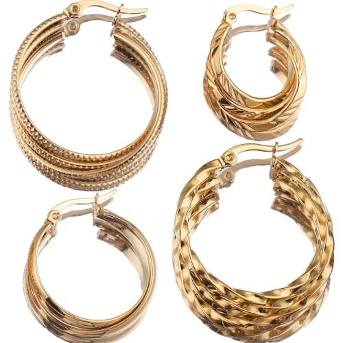 New Fashion High Quality Stainless Steel Gold Distortion Ear Ring Earrings for Women Hoop Earring Indian Korean Luxury Jewelry