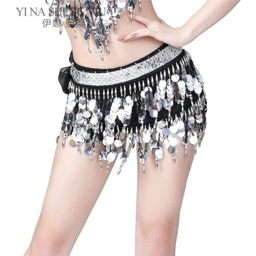 Women Belly Dance Shiny Sequins Belt Profession Belly Dance Hip Scarf Costume Accessories India Dancing Skirt Waist Decoration