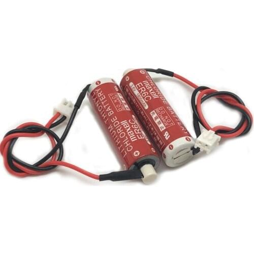2pcs/lot New Version Maxell AA 14500 ER6C 3.6V 1800mah Lithium Thionyl Chloride Battery PLC Batteries With Two - Hole White Plug