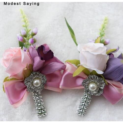 2PCS Luxury Best Man Shiny Crystal Corsage for Groom Groomsman Wedding Suit Boutonnieres 2018 Accessories Pin Brooch Decorations