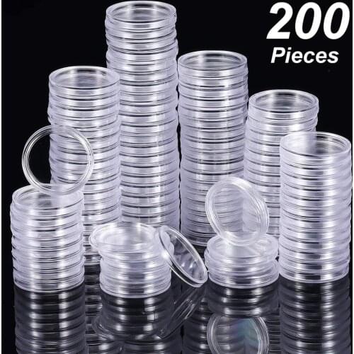 25mm 200 Transparent Round Plastic Coin Container Capsule Container Storage Box For Home Storage In Stock Drop Shipping
