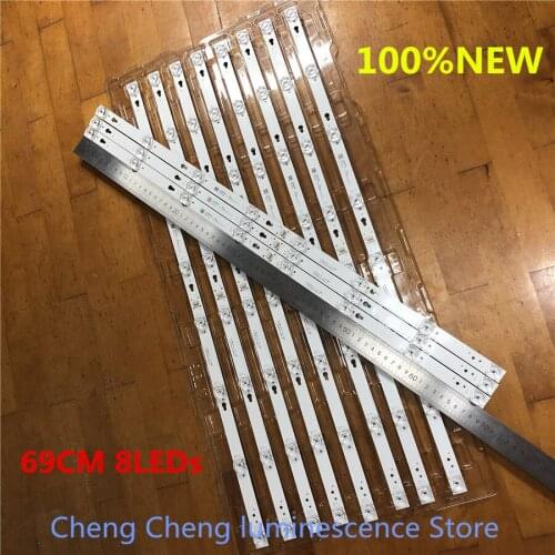 9PCS 8LED 69cm LED backlight strip for L40F3301B L40P-F 4C-LB4008-HR01J 40D2900 40HR330M08A6 V8 L40E5800A L40F3301B 100%NEW