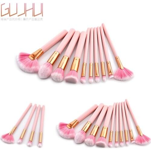 4/10pcs Brushes Make Up Tool Set Powder Handle Pink Fan Flame Makeup Brushes GUJHUI Pinceaux De Maquillage