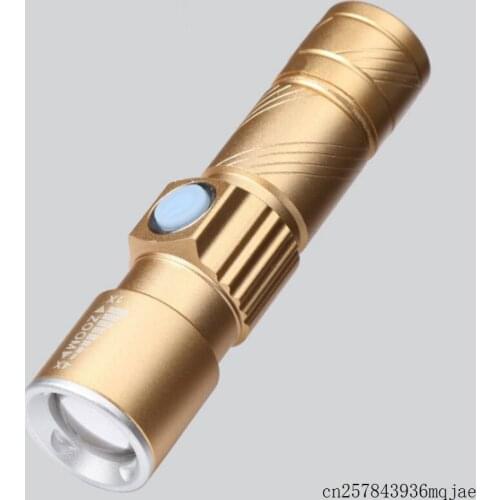 50pcs Mini USB LED Flashlight USB Flash Light Torch Outdoor Camping Light Rechargeable Zoomable 3 Mode Handy Flash Light