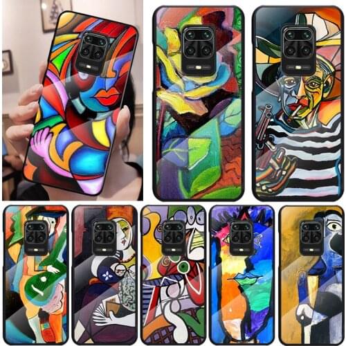 Picasso abstract Art For Xiaomi Redmi K40 K30 K20 9T 9C 9A 9 8A 7 Pro Plus Tempered Glass Luxury Cover Phone Case