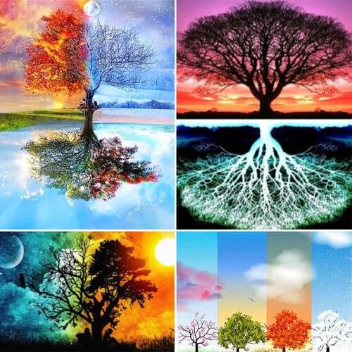 5D DIY Diamond Painting Four Seasons Tree Rhinestone Picture Full Square Full Diamond Embroidery Gift Mosaic Home Decoration Kit