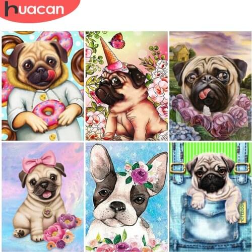 HUACAN 5d Diamond Painting Animal Pictures Of Rhinestones Mosaic Kit Diamond Embroidery Dog Decor For Home