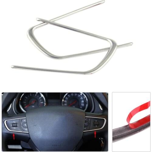 Beler 2pcs Car Steering Wheel Cover Molding Trim Strip Car Styling Accessories Decorations Fit For Peugeot 508 2014 2015 2016