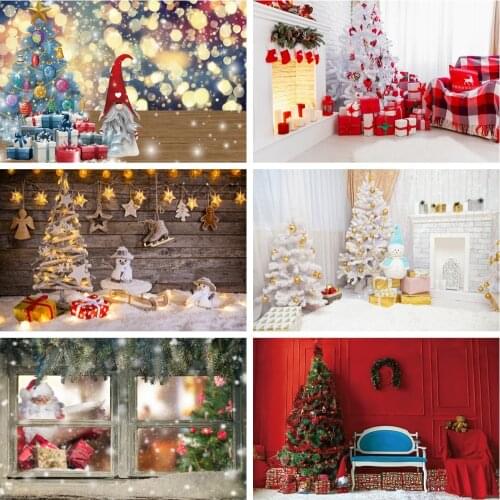 Laeacco Merry Christmas Fantasy Polka Dots Santa Christmas Tree Background Baby Child Portrait Customized Photography Backdrops