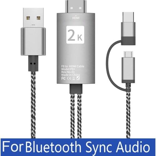 For Bluetooth Audio Sync Type C Micro USB HDMI-compatible Converter Video Cable for Huawei LG For Samsung S20 Android to TV HDTV
