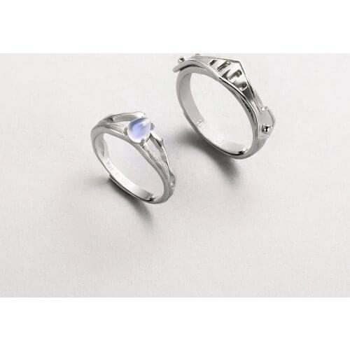 Thaya Natural Blue Light Moonstone Rings Lovers' Romantic Ring 100% s925 Silver Armour Bands For Women Vintage Elegant Jewelry