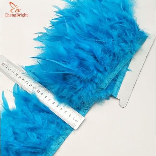 ChengBright 2 Yards Turkey Feathers Trim Cloth Sideband Chicken Pheasant Feather Trims Clothing Wedding Feathers Ribbon DIY