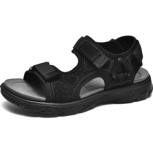 Summer sandals mens lightweight outdoor beach casual shoes leather Roman walking shoes soft slippers size 38-47