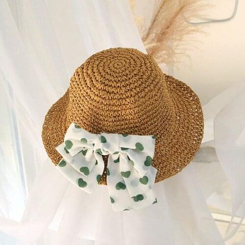 Summer Children Baby Girls Straw Hat Breathable Cute Bow Hat Kids Beach Capsunscreen Bow Seaside Kids Girl Holiday Hat