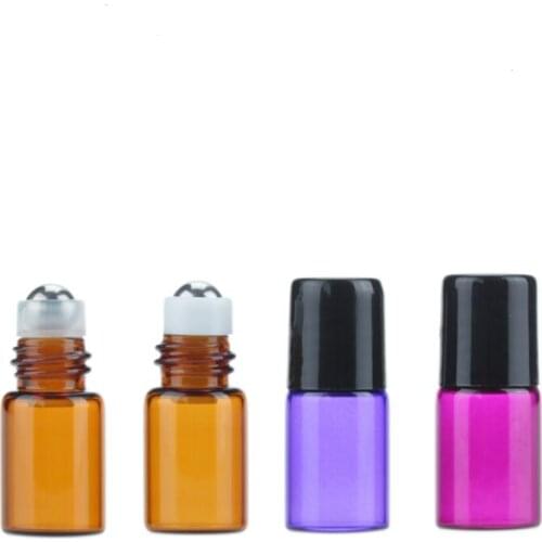 Wholesale 1ml 2ml Metal Roller Bottles For Essential Oils Mini Glass Roll On Bottles With Black Lid