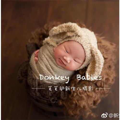 Cute Puppy Hat Newborn Hat Photography Props Crochet Dog Knit Cotton Baby Bonnet Infant Cap Animal Pattern Newborn Photo Prop
