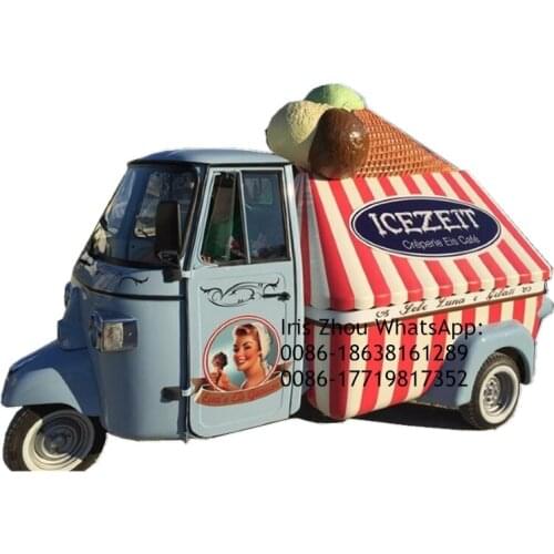 Mini Commercial Caravan Piaggio Ape Electric Mobile Ice Cream Food Truck
