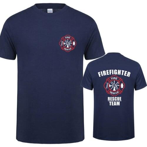 Firefighter Rescue Team T Shirt Men Tees Fireman T-shirts Short Sleeve Man Tops QR-046