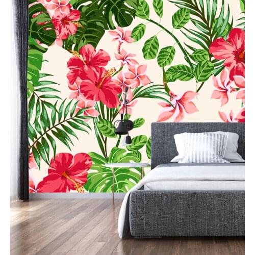 Custom background wallpaper rainforest plants flowers pastoral mural bedroom background wall 3d wallpaper mural wall for 3d