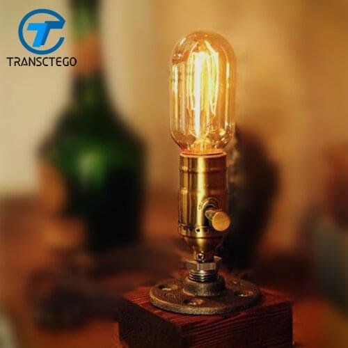 Desk Lamp Dimmable Table Light Wood Edison Bulb 220V Bedroom Bar wooden Retro Coffee Shop Vintage escritorio luminaria de mesa