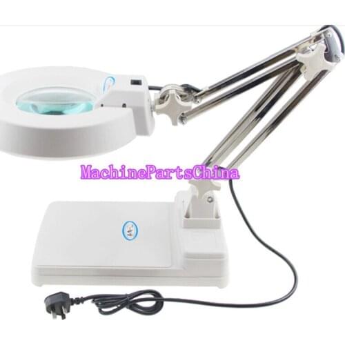 White LED Desk Table Adjustable Arm Magnifier Lamp Light Magnifying Glass Lens Diopter With Cap 60 LED Lamps (8X magnification)