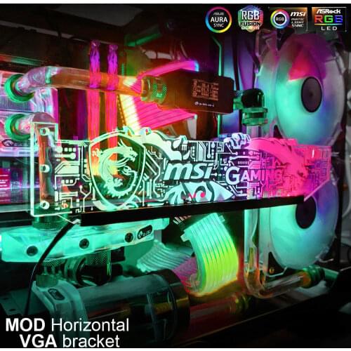 Customize RGB GPU Bracket Horizontal VGA Holder Customizable Video Card Support AURA 12V4PIN Custom MOD Water Cooler 5V3Pin