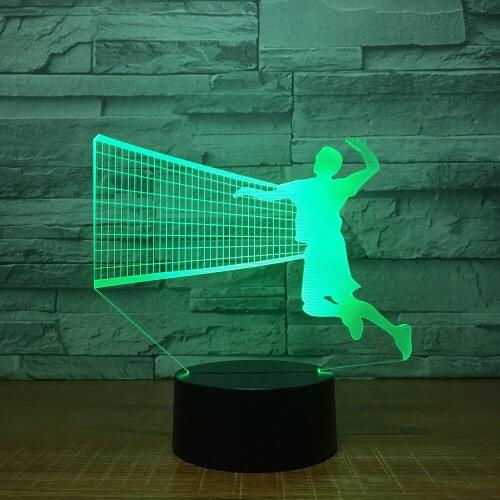 Men Volleyball 7 Colors Change Night Lamp LED Sport 3D Table Light for Bedroom Sleeping Lamp Home Decor Art Decor Gifts