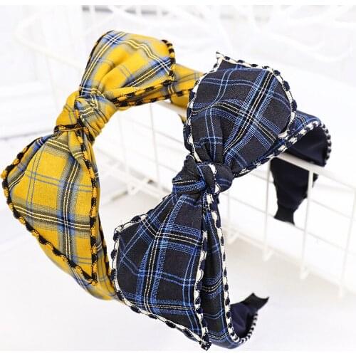 12pcs New Knotted Bow Hairbands Plaid Headbands for Women and Girls Korean Hair Accessories Tied Bow Headband