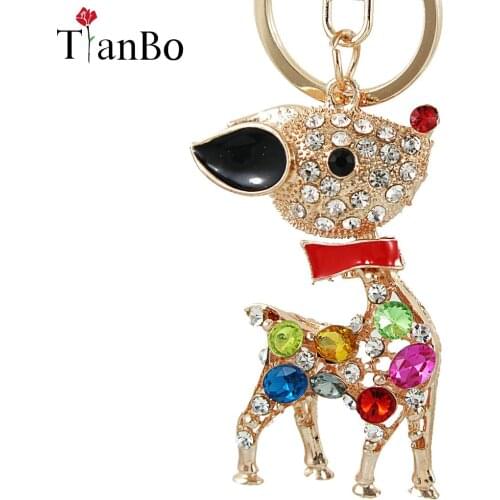 New Crystal Rhinestone Cute Sika Deer Keychain Lady Car Bag Pendant Charm Best Birthday Christmas Gifts for her Mom jewelry