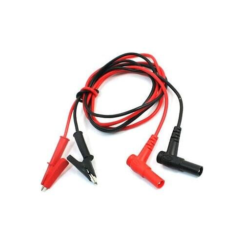 Right Angle Banana Plug to Alligator Clip Insulation Test Lead Cable 1m 2 Pcs